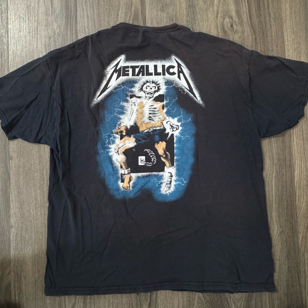 Black Metallica Graphic Tee with Blue and White Design